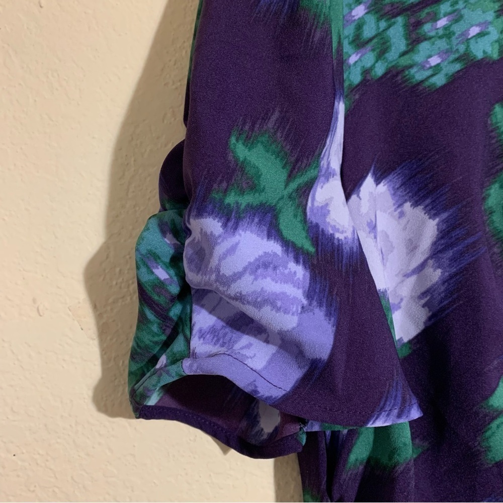 A New Day Floral Spring Purple Dress size XL puffed sleeves - Picture 5 of 11